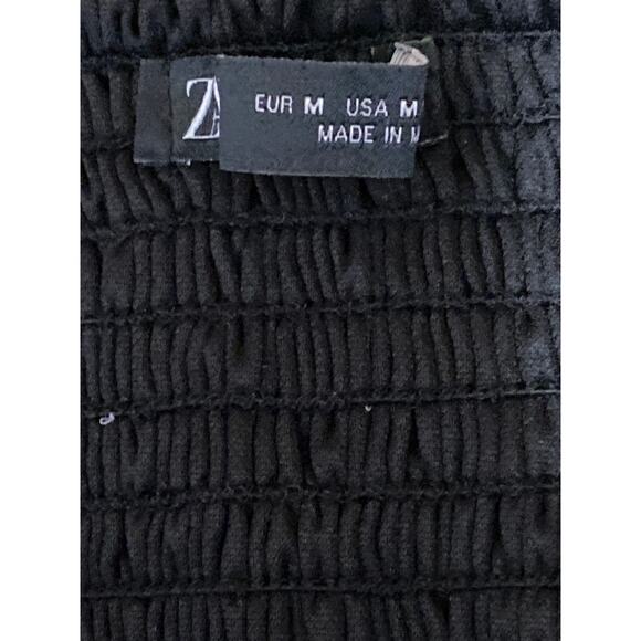 Zara Women's Black Satin Sleeveless Animal Print Crossback Crop Tank Top Size M - Picture 4 of 5